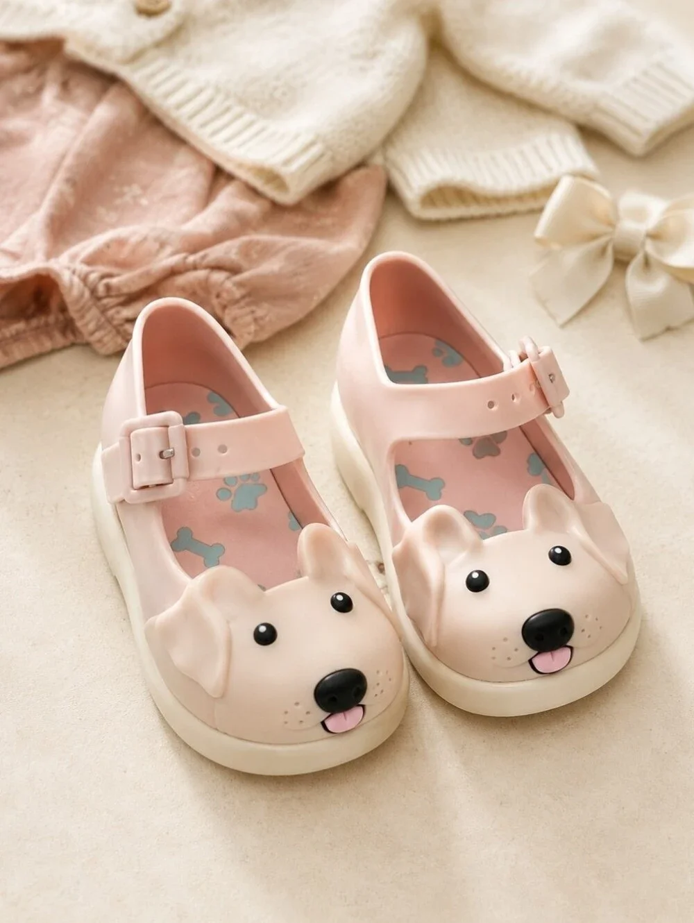 Mini Melissa Play Step Puppy Dog Mary Jane Shoes Pink Toddler Size 6